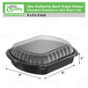 EcoQuality black hinged takeout container with clear lid 38oz 9x9x3 inches