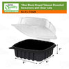 EcoQuality white foam clamshell take out boxes open and stacked