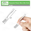 Disposable Plastic Silver Mini Forks - 4 inch Silver Plastic Tasting Forks Heavy Duty - Great for Sampling, Desserts, Appetizers
