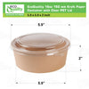 EcoQuality Kraft Paper Bowl with Clear Lid Disposable 16oz 150mm