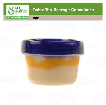 4oz Twist Top Storage Deli Containers BPA-Free, Reusable Airtight Plastic Food Storage Leak Proof Canisters, Snack, Lunch, Meal Prep, To Go, Stackable