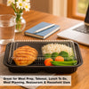 3 Compartment Disposable Container with Lids, Restaurant Take Out Bento Boxes, Meal Prep BPA Free