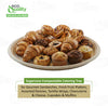 Round twelve inch sugarcane bagasse catering tray with clear plastic dome lid for food display