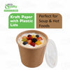 Disposable Kraft Paper Soup Containers with Plastic Lids - Kraft Paper Ice Cream Containers / Yogurt Cups with Plastic Lids (8oz, 12oz, 16oz)