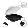EcoQuality black hinged takeout container with clear lid 38oz 9x9x3 inches