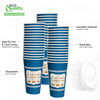 20oz Anthora Greek style paper cups with white dome lids for hot cold drinks