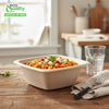 32oz Eco Friendly Disposable Square Bowls Compostable Container with Dome Lids