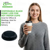 Disposable Travel Black Dome and White Dome Lids for Paper Hot Cups (10oz, 12oz, 16oz, 20oz)