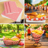 Red checkerboard food basket liner sheets grease resistant 12x12