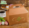 Brown Treat Gift Boxes 9 x 5 x 6.75 inches Paper Gable Lunch with Handle Barn Box
