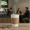 Disposable Kraft Hot Cup Sleeves Paper Cup Jackets - Corrugated Coffee Cup Sleeves - Recyclable, Compostable - Fits most 10oz, 12oz, 16oz, 20oz