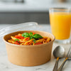 EcoQuality Kraft Paper Bowl with Clear Lid Disposable 26oz 150mm