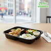 3 Compartment Disposable Container with Lids, Restaurant Take Out Bento Boxes, Meal Prep BPA Free
