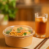 EcoQuality kraft paper bowl with clear PET lid disposable 45oz 150mm