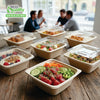 24oz Eco Friendly Disposable Square Bowls Compostable Container with Dome Lids