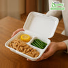 3 Compartment Compostable Hinged Clamshell Take Out Containers