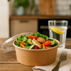 EcoQuality Kraft Paper Bowl with Clear Lid Disposable 16oz 150mm