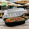 26oz 9x6x3 Clamshell Plastic Food Container Black Base Clear Lid