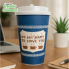 20oz Anthora Greek style paper cups with white dome lids for hot cold drinks