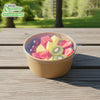 EcoQuality Kraft Paper Bowl with Clear Lid Disposable 16oz 150mm