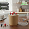 Disposable Kraft Paper Soup Containers with Plastic Lids - Kraft Paper Ice Cream Containers / Yogurt Cups with Plastic Lids (8oz, 12oz, 16oz)