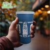 New York Greek Style Insulated Paper Hot Cold Cups with White Flat Lids