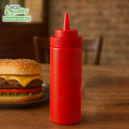 Squeeze Bottle Wide-Mouth Red 24oz – Durable