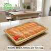 Rectangular bamboo look sushi container with clear plastic lid for takeout