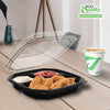 EcoQuality 3 compartment bagasse clamshell takeout box 10.5x9.5x3 inches