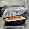 26oz 9x6x3 Clamshell Plastic Food Container Black Base Clear Lid