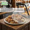 Round 12 inch sugarcane catering tray with clear dome lid for food display