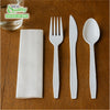 Disposable Plastic Wrapped White Heavy Duty Cutlery Kit 4 in 1 - Fork/Spoon/Knife/Napkin