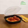 EcoQuality black hinged takeout container with clear lid 38oz 9x9x3 inches