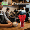 Compostable Plastic Stirrer, Bio Degradable, Eco Friendly, Sip Stirrer, Bar Stirrer, Sip Straw, For Coffee, Cocktail, Latte and Tea - Red (5 inch, 8 inch)