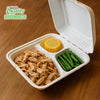 3 Compartment Compostable Hinged Clamshell Take Out Containers