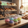 Clear Plastic 6 Compartment Muffin Containers - Disposable Cupcake Holder Boxes with Hinged Design