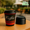 Disposable Travel Black Dome and White Dome Lids for Paper Hot Cups (10oz, 12oz, 16oz, 20oz)