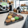 Black Triangle Catering Serving Tray Platter 16x16 with Clear Dome Lid - Dessert Carrier