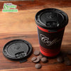 Black Flat Tear Back Lids for Hot Cup, Coffee Cup, Paper Cup - Universal Size Fits 10,12,16,20oz Disposable Cups - Black Coffee Cup Lids Standard 90mm
