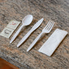 Disposable Plastic Wrapped White Heavy Duty Cutlery Kit 4 in 1 - Fork/Spoon/Knife/Napkin