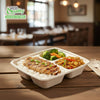 Compostable 36oz 3 Compartment Food Storage Container with Lids Sugarcane