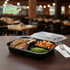 3 Compartment Disposable Container with Lids, Restaurant Take Out Bento Boxes, Meal Prep BPA Free