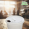 SOLO LB3081 8oz White Flat Tear Tab Lids for Hot Cups, For Deli Hot Coffee Cups, Tea Cups, Paper Cups, Lift Back and Lock Tab Cup Lids