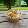 EcoQuality Kraft Paper Bowl with Clear Lid Disposable 32oz 150mm