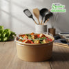 EcoQuality Kraft Paper Bowl with Clear Lid Disposable 36oz 150mm