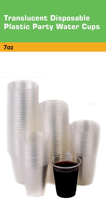 Translucent Plastic Cups - Disposable Cold Drink, Soda Cups, Party Cups, Drinking Cups for Home, Office, Events, Weddings, Parties (3oz, 7oz, 9oz)