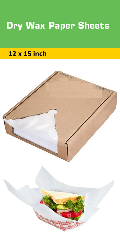 Dry Waxed Deli Paper Sheets Grease Resistant Wrapping 12x15 Inches