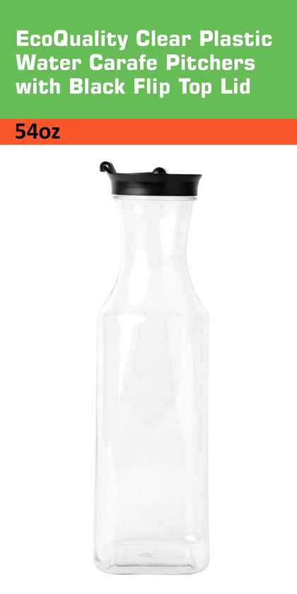 54oz Square Clear Plastic Pitcher with Black Lid
