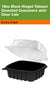 EcoQuality white foam clamshell take out boxes open and stacked