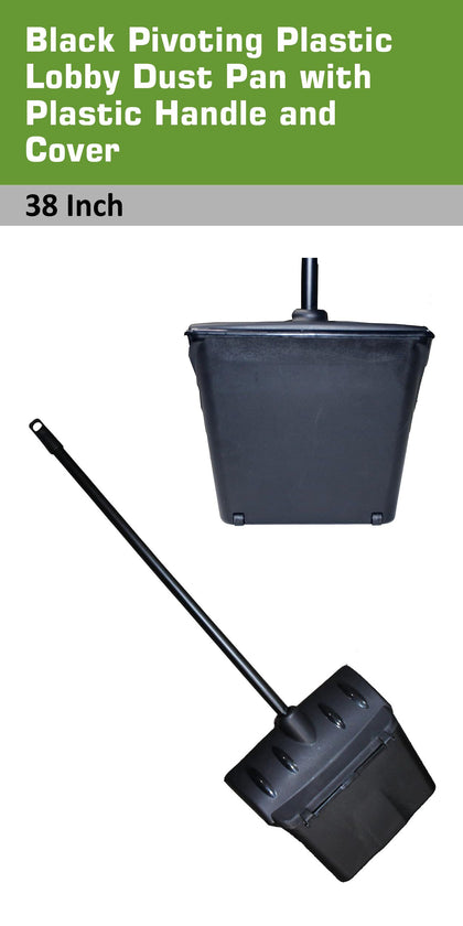 Pivoting Plastic Lobby Dust Pan with Plastic Handle with Cover 38